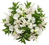 Splendid Bouquet of Sweet Pea with White Astilbe and Greenery - Flowers Box London
