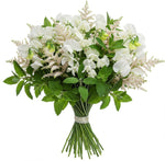 Splendid Bouquet of Sweet Pea with White Astilbe and Greenery