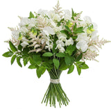 Splendid Bouquet of Sweet Pea with White Astilbe and Greenery