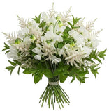 Splendid Bouquet of Sweet Pea with White Astilbe and Greenery