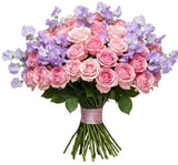 Spray Roses and Sweet Pea Bouquet - Flowers Box London