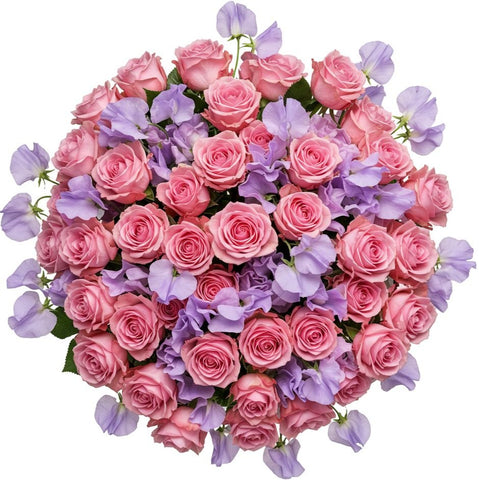 Spray Roses and Sweet Pea Bouquet - Flowers Box London