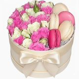 Spray Roses with Macarons - Flowers Box London