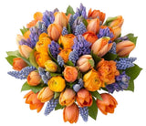 Spring Orange and Blue Bouquet - Flowers Box London