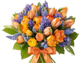 Spring Orange and Blue Bouquet - Flowers Box London