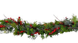 Spruce and Conifer with Ilex Berry Xmas Garland - Flowers Box London