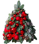 Spruce Christmas Tree Arrangement: Elegant Red Baubles and Red Decorations