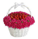 Strawberry and Carnation Sweet Surprise Basket - Flowers Box London