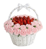 Strawberry and Carnation Sweet Surprise Basket - Flowers Box London