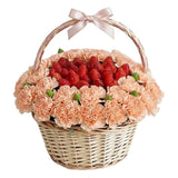 Strawberry and Carnation Sweet Surprise Basket - Flowers Box London