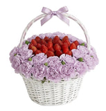 Strawberry and Carnation Sweet Surprise Basket - Flowers Box London