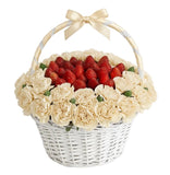 Strawberry and Carnation Sweet Surprise Basket - Flowers Box London