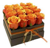 Stunning Cherry Orange Roses Signature Box - Flowers Box London
