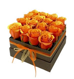 Stunning Cherry Orange Roses Signature Box - Flowers Box London