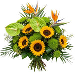 Sunflowers and Anthurium with Birds of Paradise Bouquet