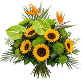 Sunflowers and Anthurium with Birds of Paradise Bouquet
