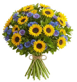 Sunflowers and Blue Cornflowers Bouquet - Flowers Box London