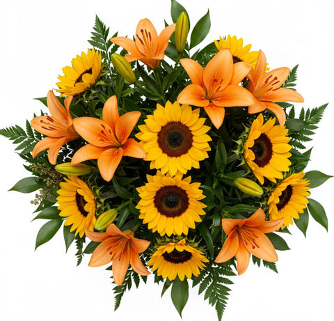 Sunflowers and Orange Lily Bouquet