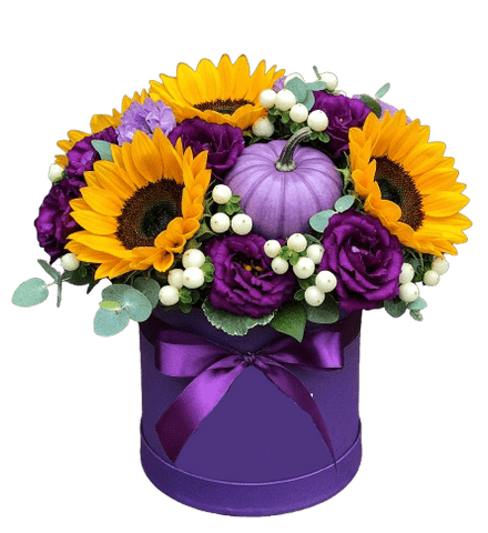 Sunflowers in Purple Halloween Box - Flowers Box London