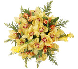 Sunny Bouquet Cymbidium Orchids and Orange Alstromeria - Flowers Box London