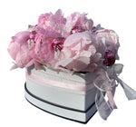 Sweet Box of Pink Peonies and Chocolate Truffles - Flowers Box London