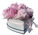 Sweet Box of Pink Peonies and Chocolate Truffles - Flowers Box London