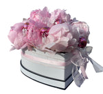 Sweet Box of Pink Peonies and Chocolate Truffles - Flowers Box London