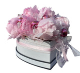 Sweet Box of Pink Peonies and Chocolate Truffles - Flowers Box London