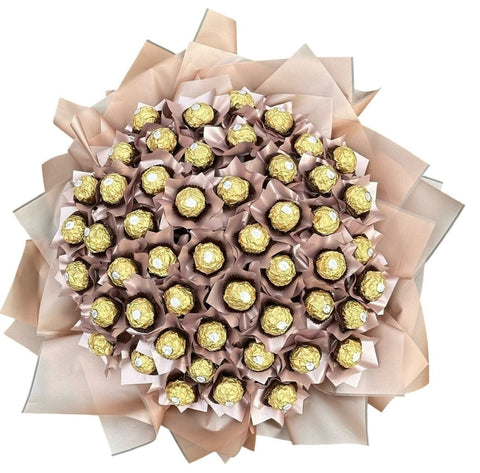 Sweet Light Pink Metalic Wrapped Chocolate Bouquet - Flowers Box London