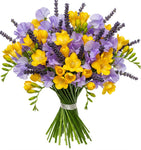 Sweet Pea and Freesias Bouquet with Lavender - Flowers Box London
