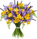 Sweet Pea and Freesias Bouquet with Lavender - Flowers Box London