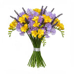 Sweet Pea and Freesias Bouquet with Lavender - Flowers Box London