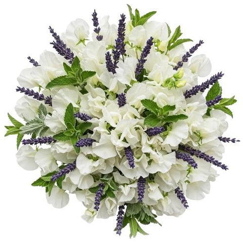 Sweet Pea with Lavender Bouquet - Flowers Box London