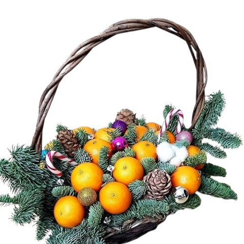 Tangerine Christmas Basket - Flowers Box London