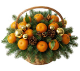 Tangerine with Gold Baubles Decor Basket Arrangement - Flowers Box London