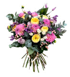 The Full of Colour Dahlias and Garden Roses Bouquet