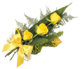 Three Roses with Greenery Bouquet - Flowers Box London