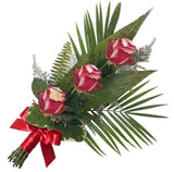 Three Roses with Greenery Bouquet - Flowers Box London