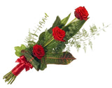 Three Roses with Greenery Bouquet - Flowers Box London