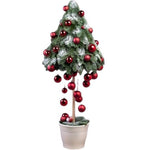 Trendy Snowing Tree Arrangement: Red Baubles Drops