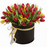 Tulips and Mimosa Charming Box - Flowers Box London