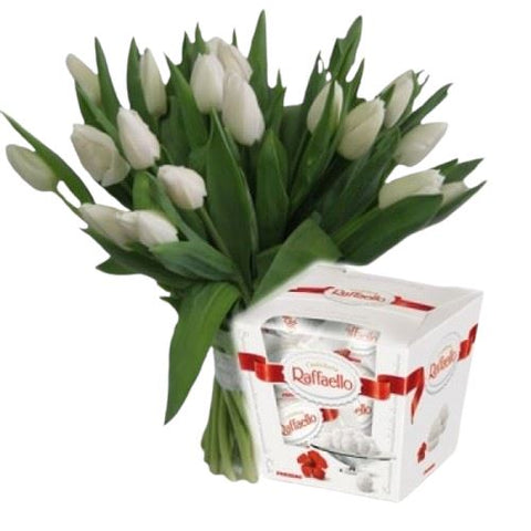 Tulips Bouquet with Chocolate - Flowers Box London