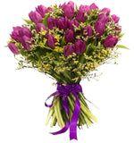 Tulips in Yellow Limonium Bouquet - Flowers Box London