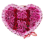 Two Pink Shades and Red Roses Initial in a Box - Flowers Box London