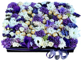 Unique White and Purple Flower Box Featuring Personalized Chocolate Numbers - Flowers Box London