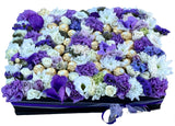 Unique White and Purple Flower Box Featuring Personalized Chocolate Numbers - Flowers Box London