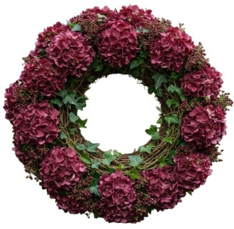 Velvet Burgundy Hydrangea Bloom Door Wreath - Flowers Box London