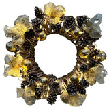 Vintage Style Gold Festive Wreath with Lights - Flowers Box London