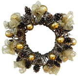 Vintage Style Gold Festive Wreath with Lights - Flowers Box London