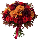 Warm Burgundy and Orange Autumn Bouquet - Flowers Box London